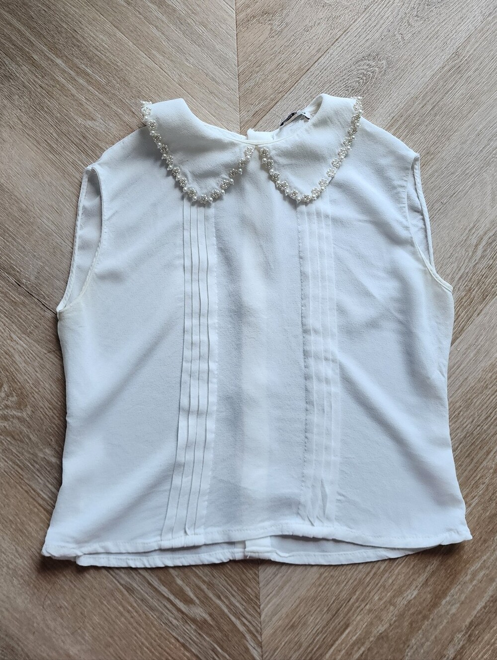 Rare Piece! Miu Miu Silk Designer Blouse with Gorgeous Pearl Collar